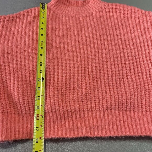 HIPPIE ROSE Sweater Chunky Knit Cropped Oversized High Neck Cozy Womens S Peach - Picture 5 of 7